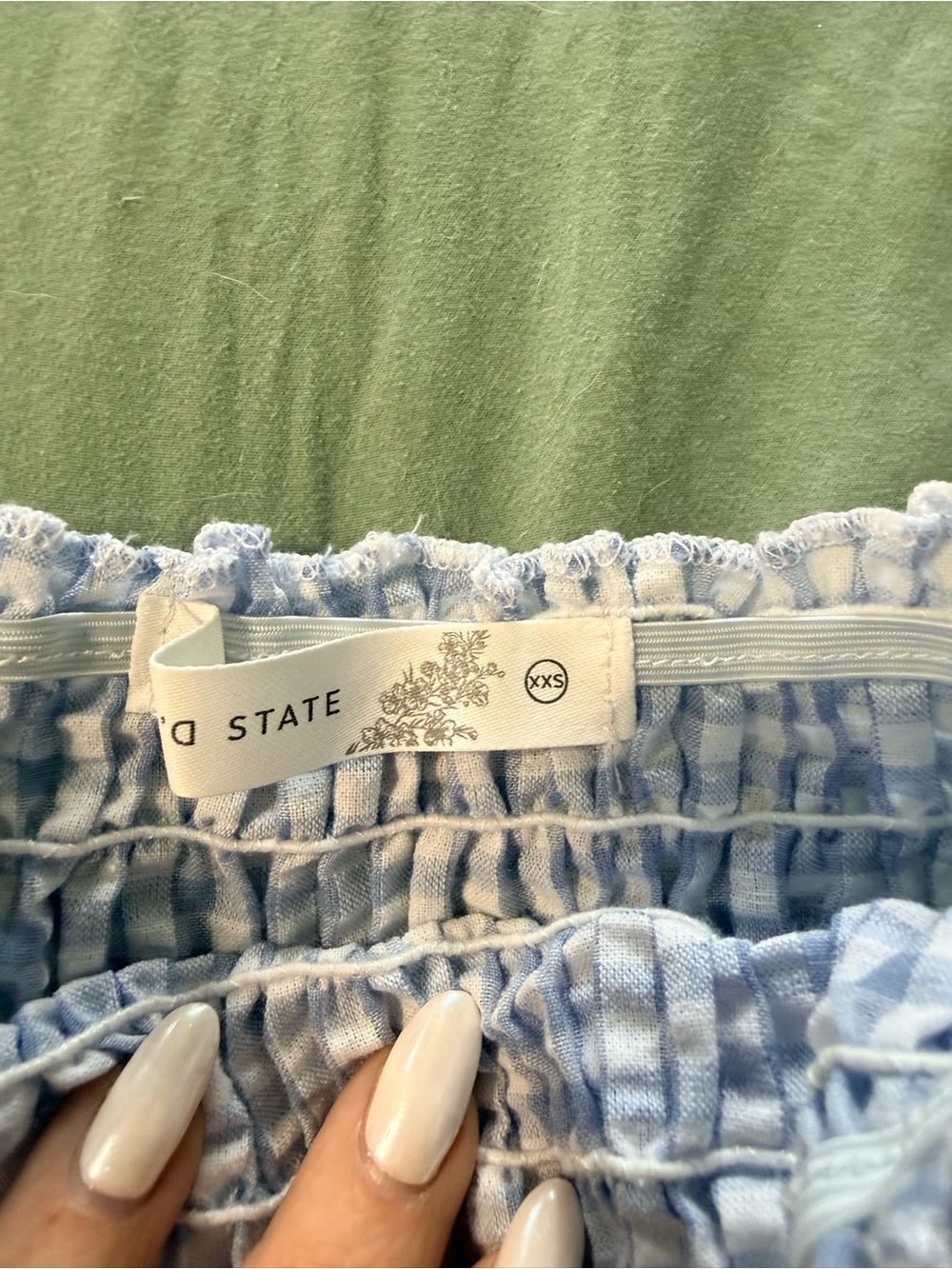 Altar'd State Light Blue and White Gingham 2 piece Short Set - Picture 4 of 6